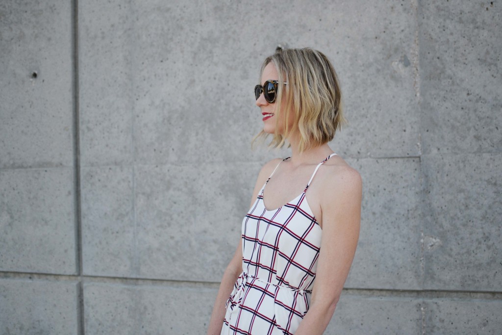 LuLu*s striped dress, karen walker sunglasses