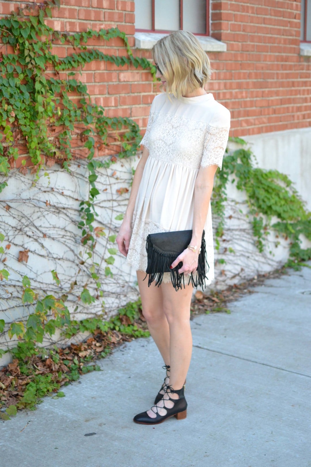 Cream Lace Babydoll Dress 
