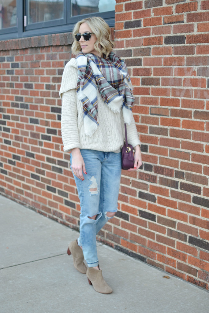 Shoe Gypsy sweater, BLANKNYC denim, GiGi NY bag, Hudson boots