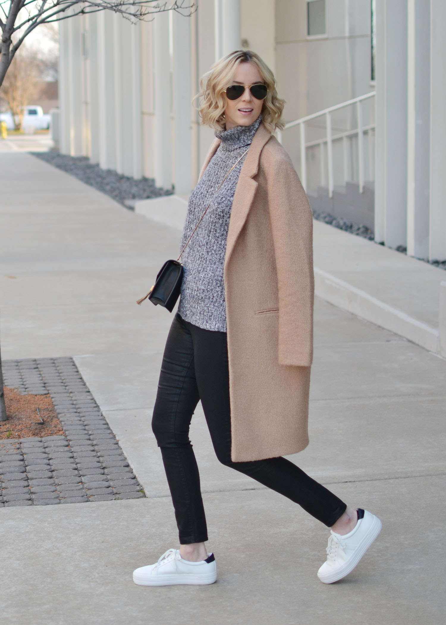 Fresh Neutrals: Gray cable sweater, White ankle jeans & New Balance sneakers  } - Meagan's Moda