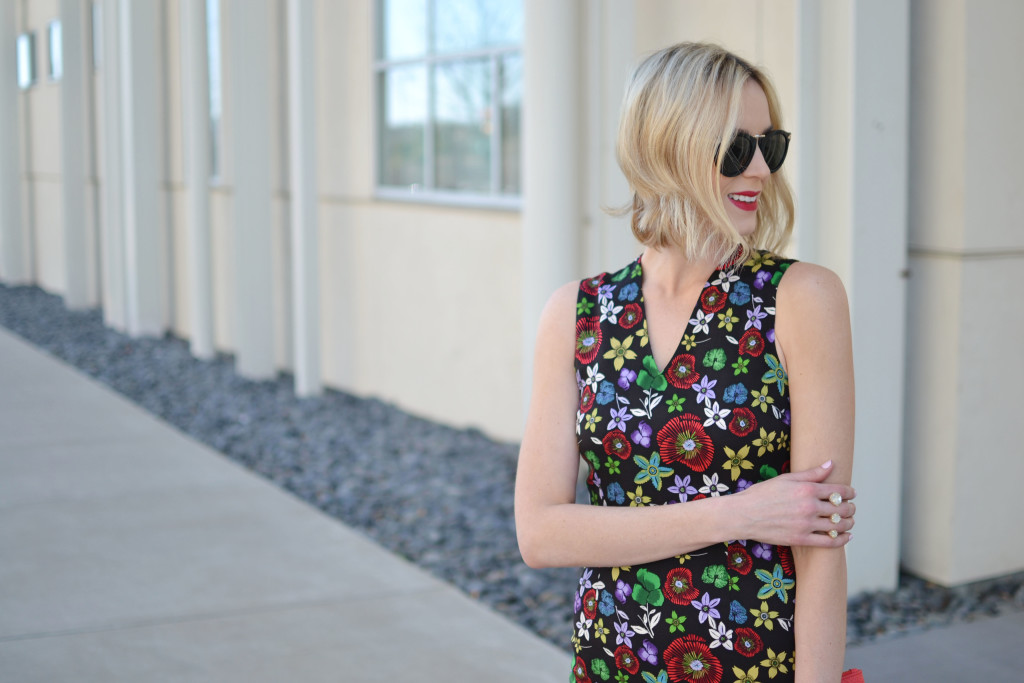 rent the runway, suno black floral dress, Kendra Scott double ring