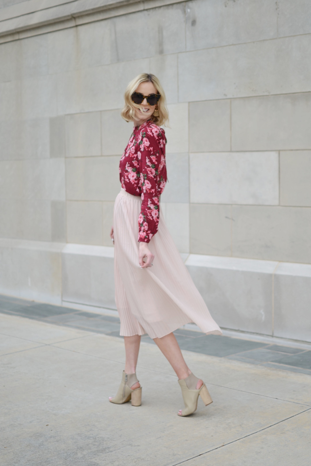 4 Ways to Style a Pleated Blush Midi Skirt - Straight A Style