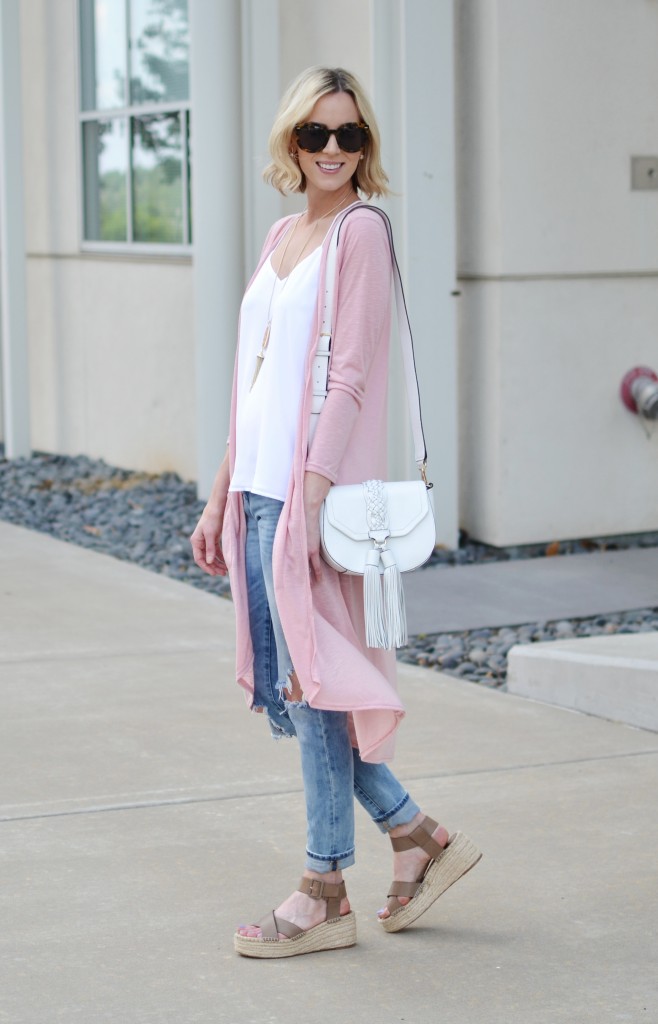 easy summer layers with a light weight duster cardigan