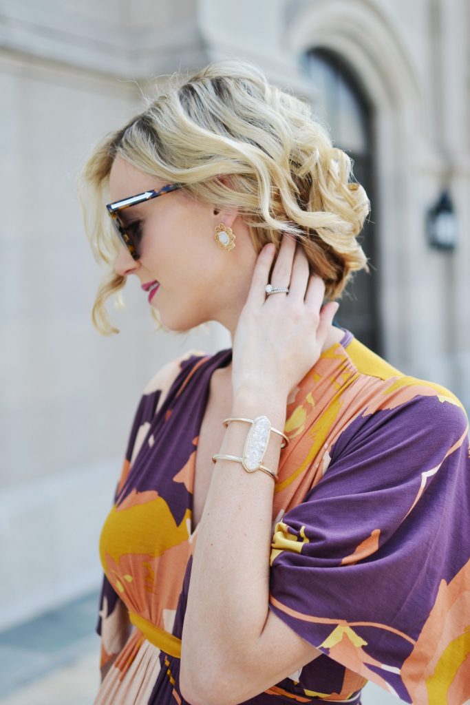 Pea in the Pod floral kimono maxi dress, maternity style, pregnancy