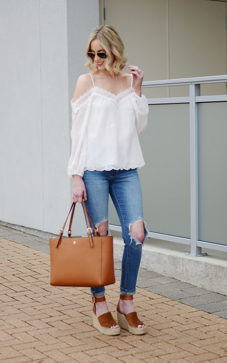 White Cold Shoulder Blouse - Straight A Style