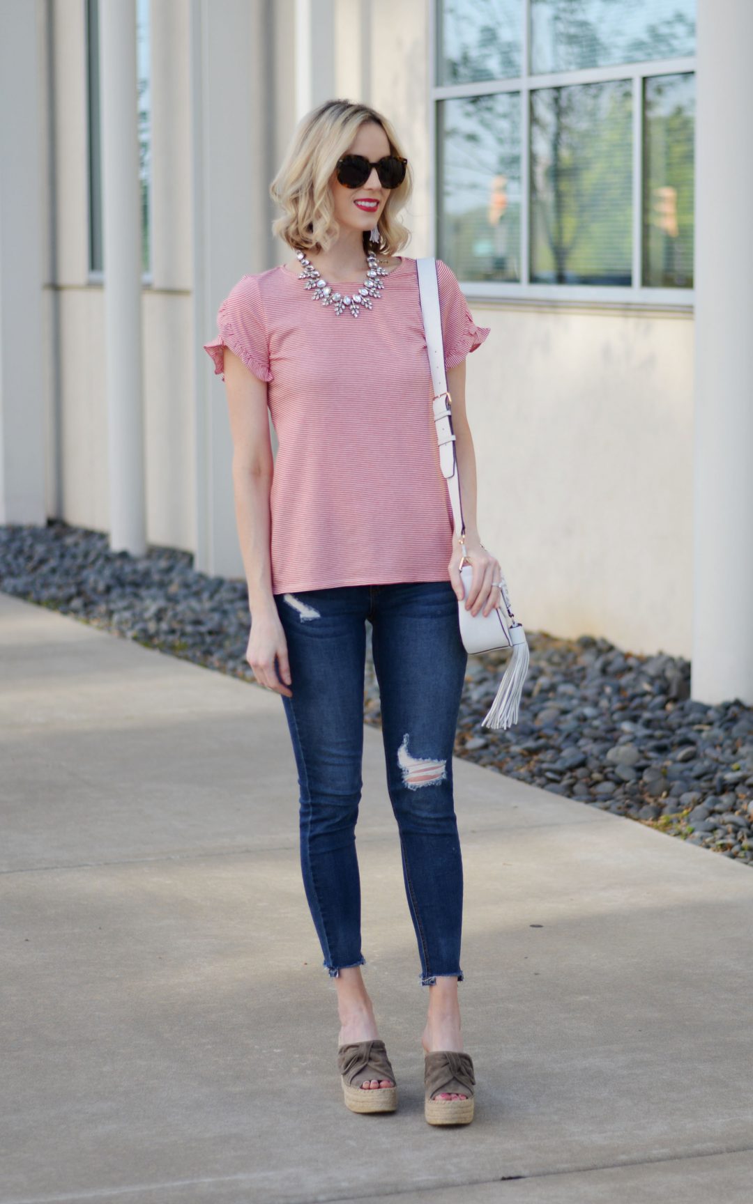 Tulip Embroidered Cropped Short Sleeve Tee