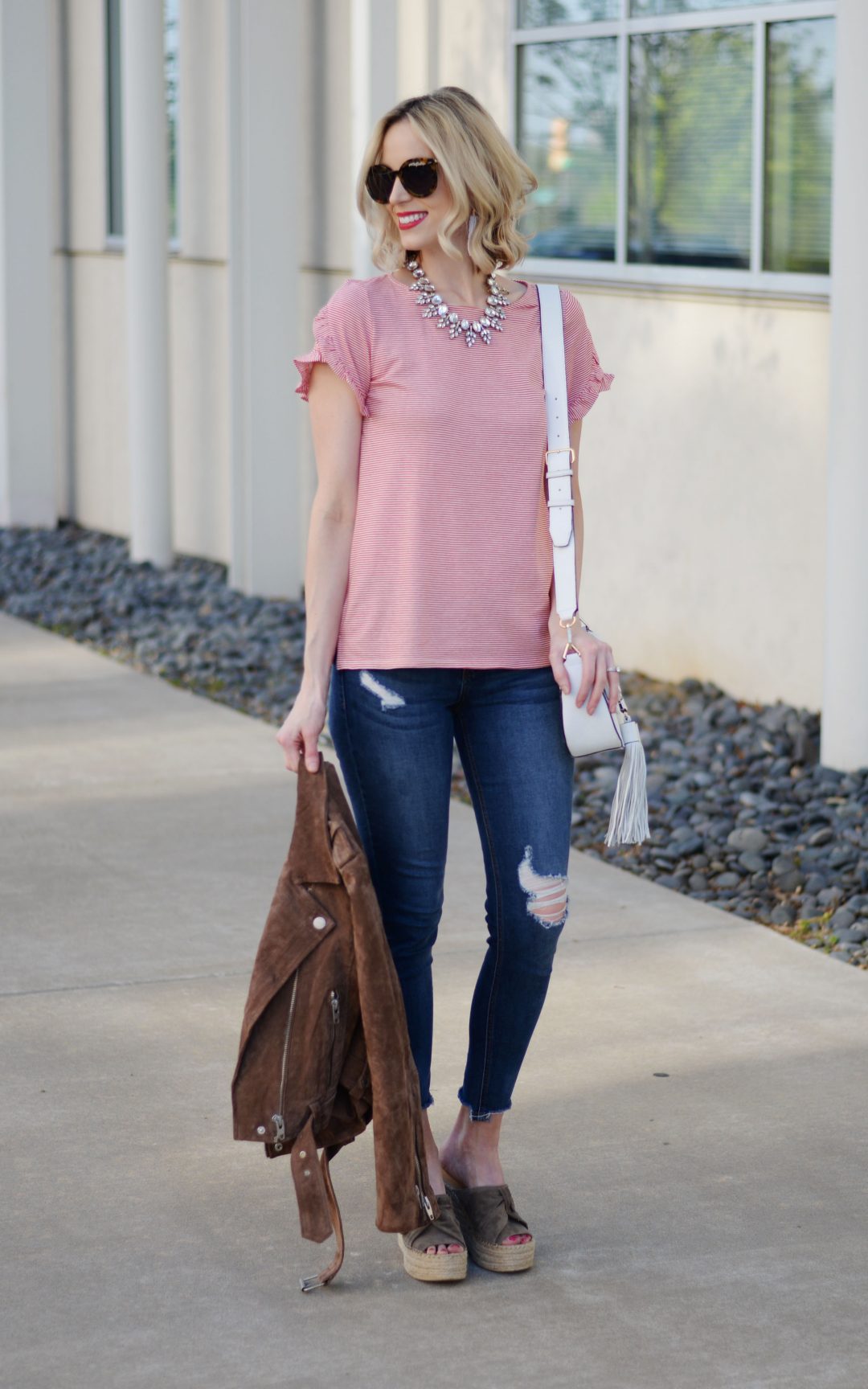 Tulip Embroidered Cropped Short Sleeve Tee main image 0