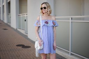 Off shoulder studded band detailed fashion dress main image 0