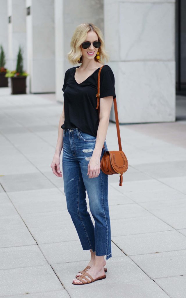 the jeans of the summer, AG semi-annual sale, AG phoebe jeans, n neck tee, Chloe marcie bag