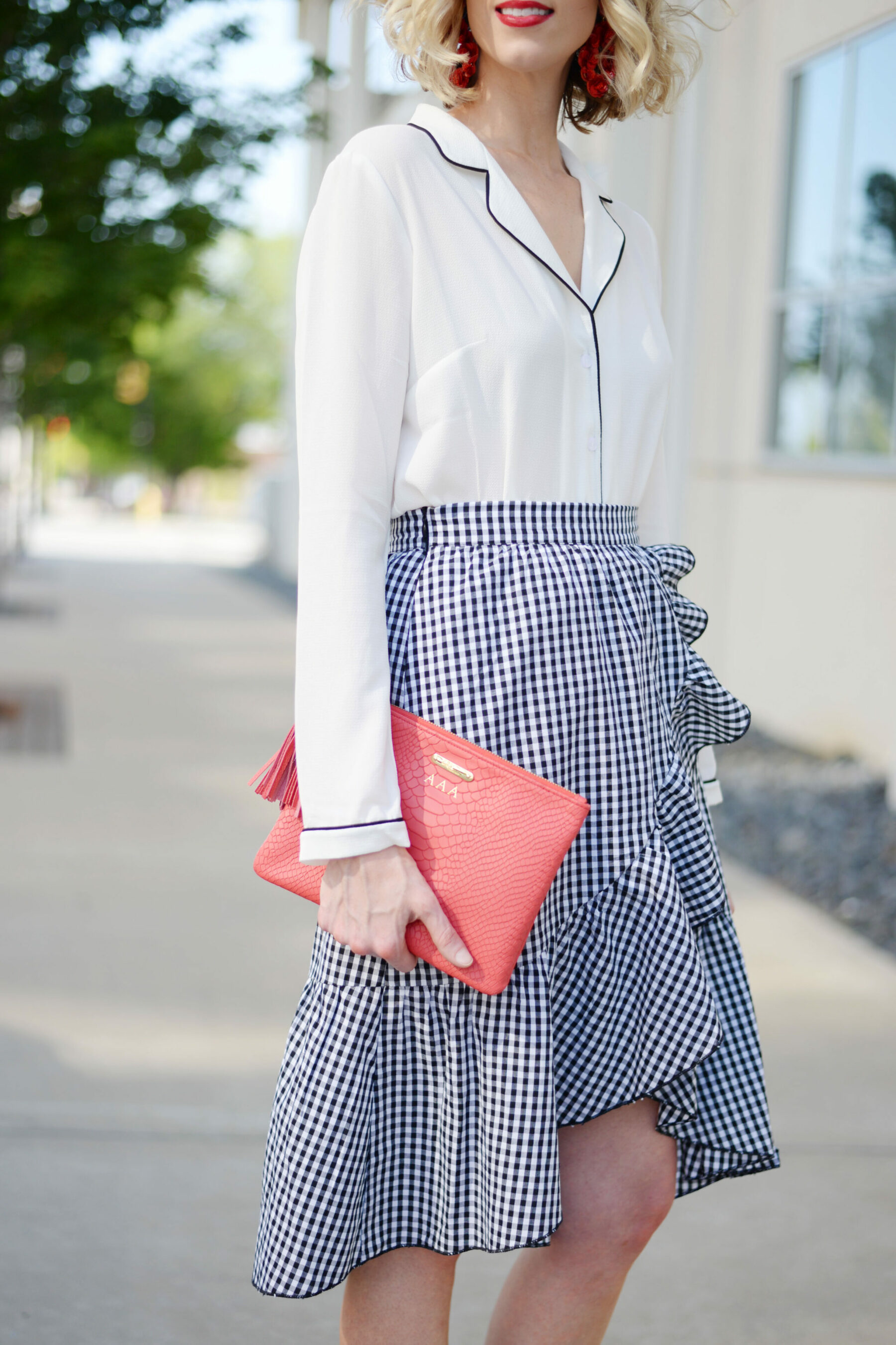 PJ top with gingham skirt details - Straight A Style