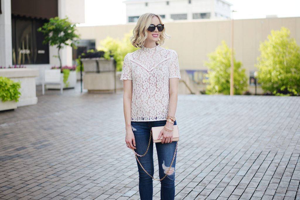 POL Eyelet Detail Studded High-Low Top