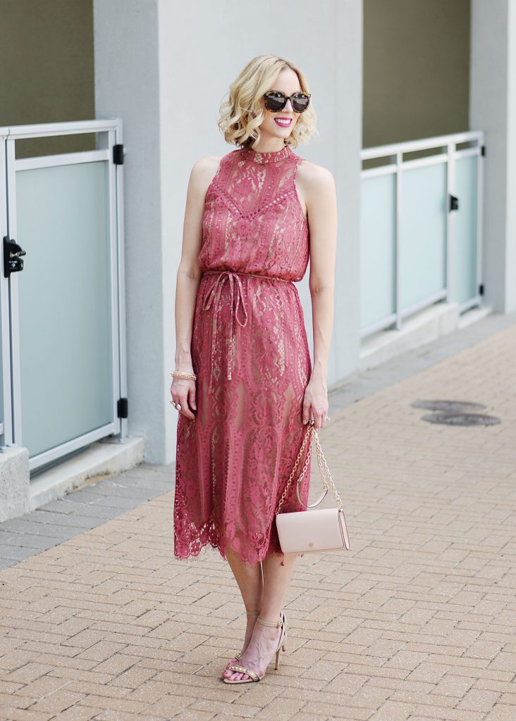 lace overlay dress, dressy dress, berry colored dress