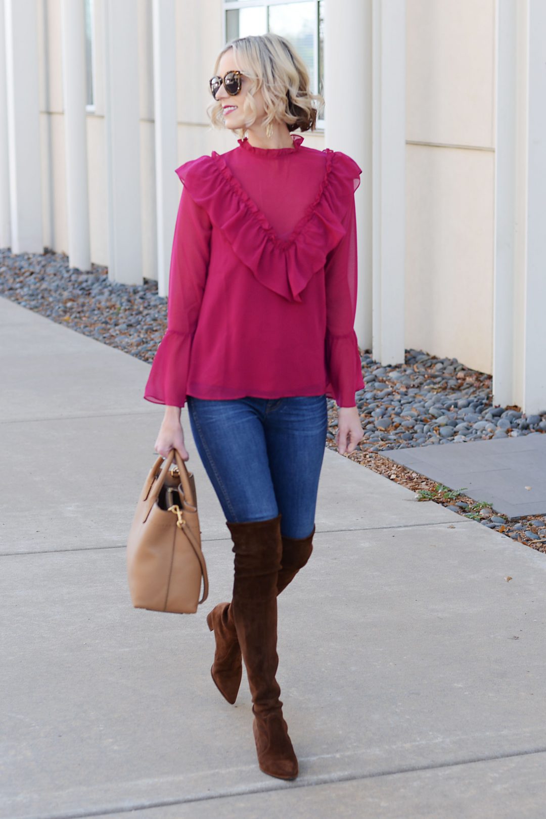 Beautiful Berry Ruffle Top + Link Up - Straight A Style