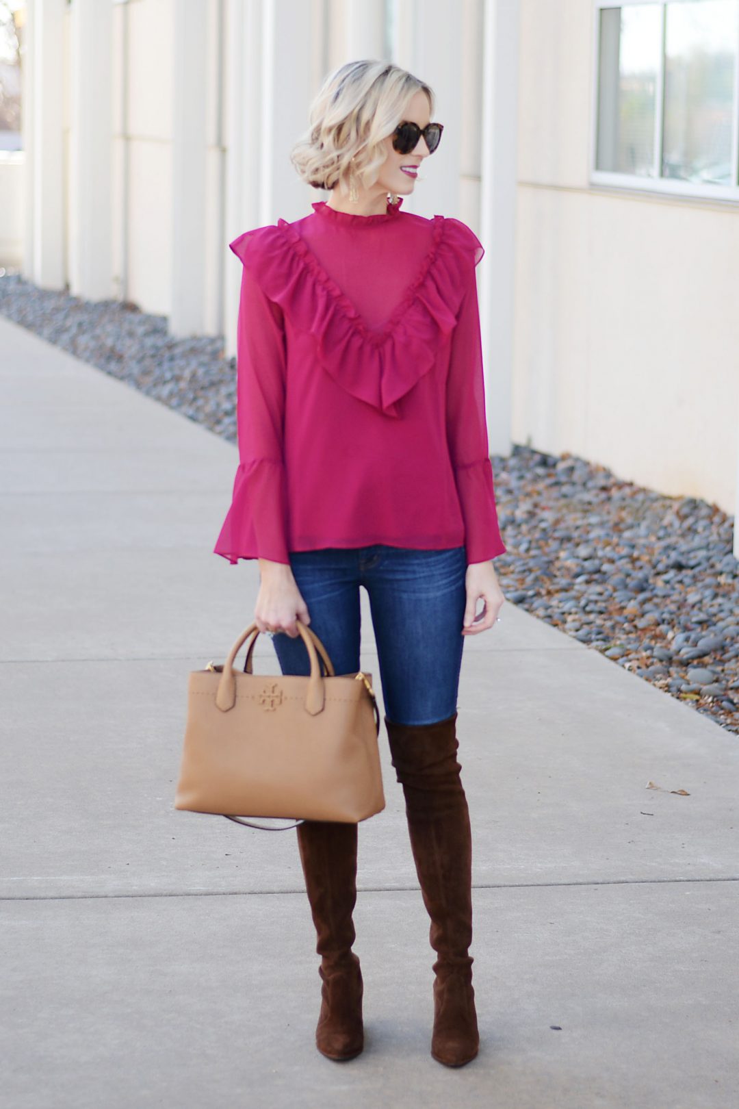 Beautiful Berry Ruffle Top + Link Up - Straight A Style