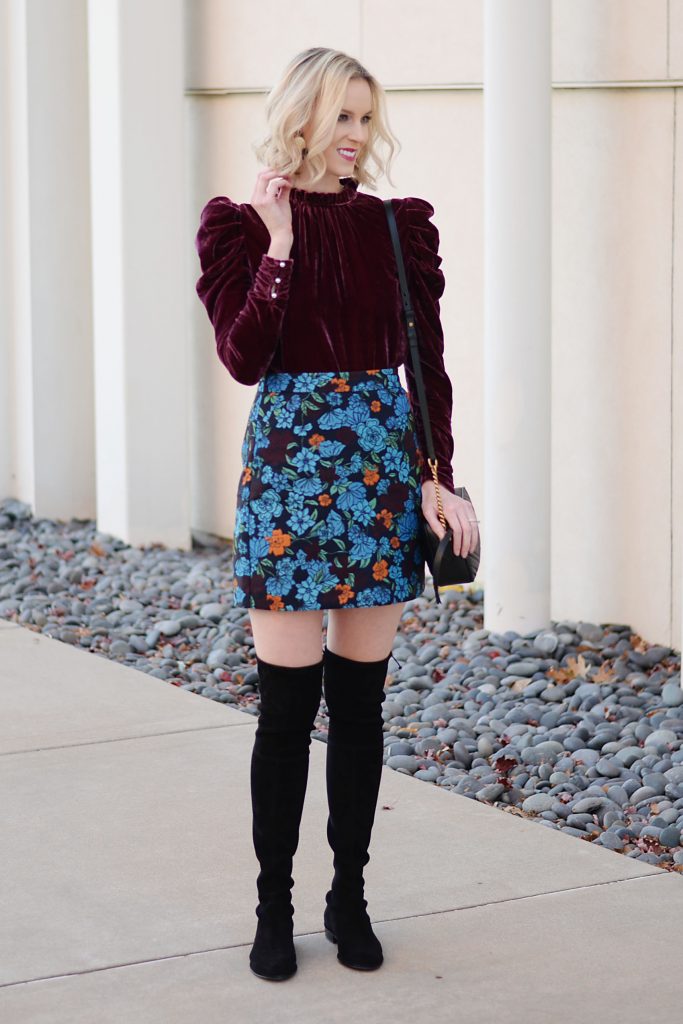 velvet top and skirt for holiday parties