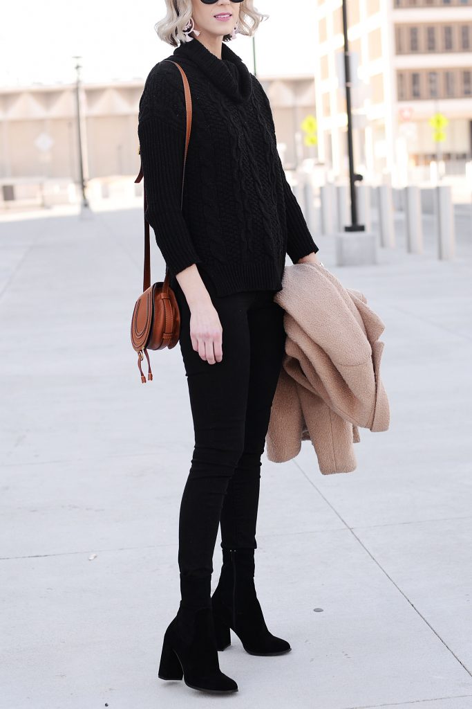 all black outfit with black sock booties - the most flattering outfit ever!