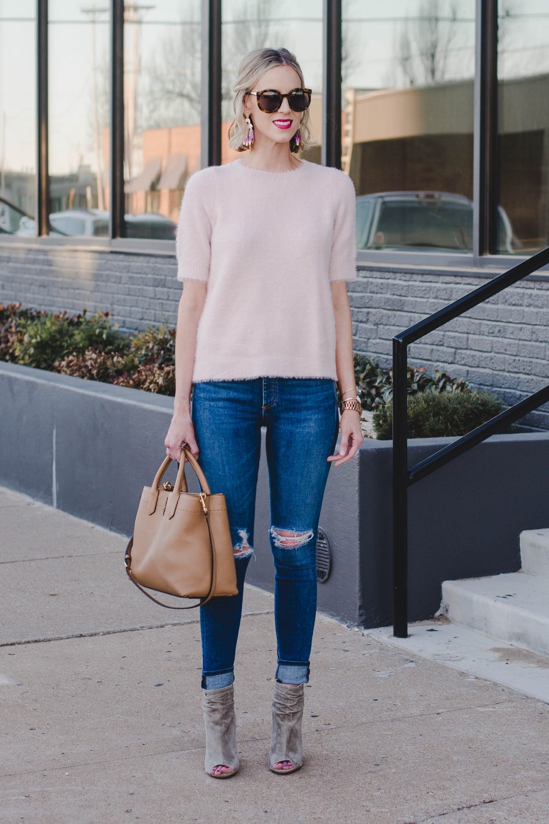 Pink Fuzzy Sweater - Straight A Style