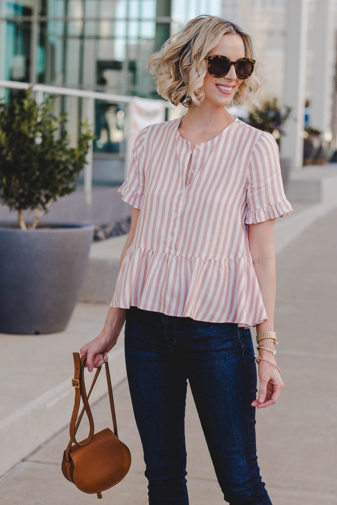 striped peplum top for spring 