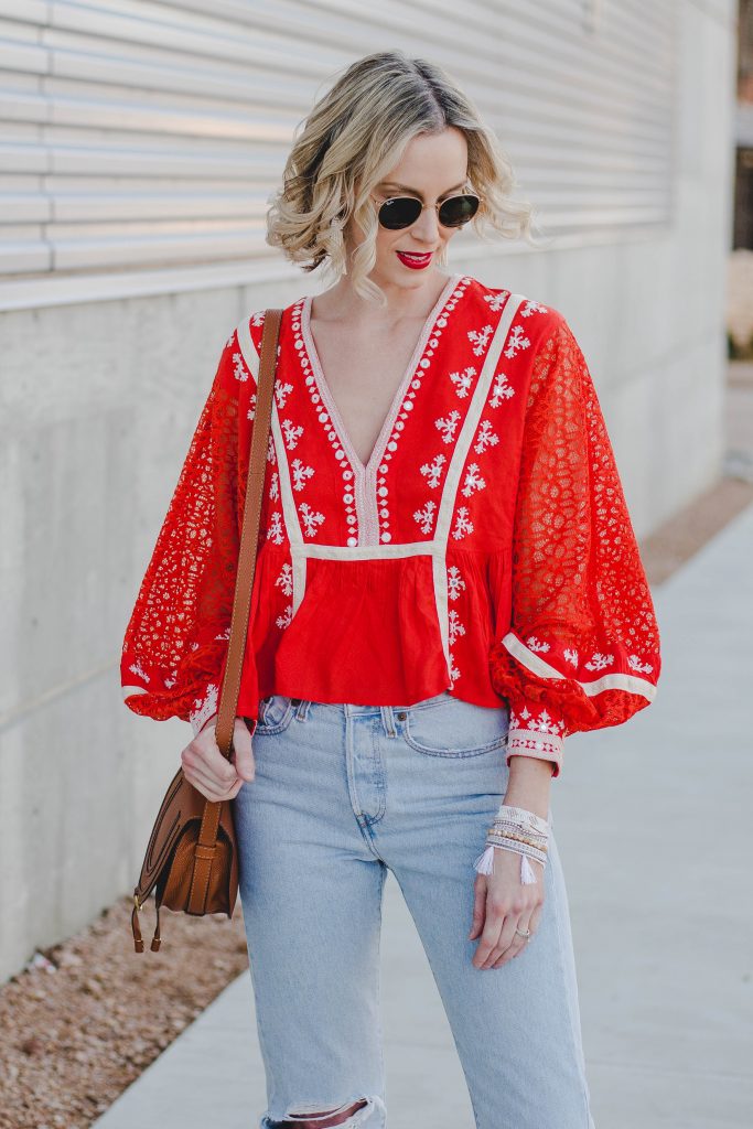 Gorgeous Bohemian Red Top by Free People