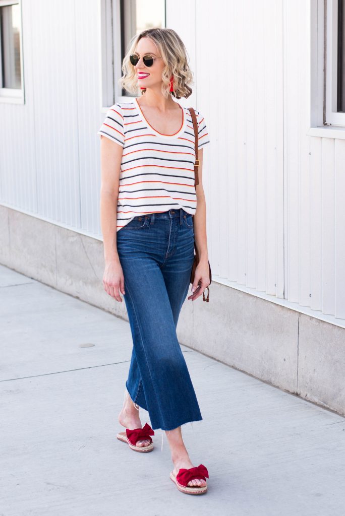 Cropped jeans or pants can be an easy and fun idea when wondering what to wear if you don't like shorts. 