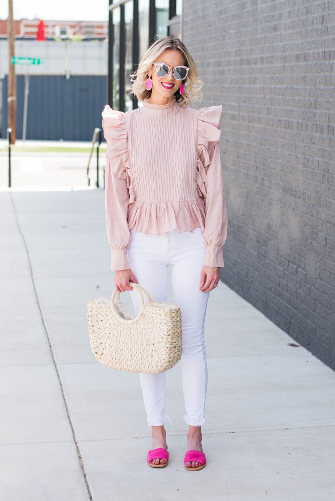 statement light pink top with bright pink accents