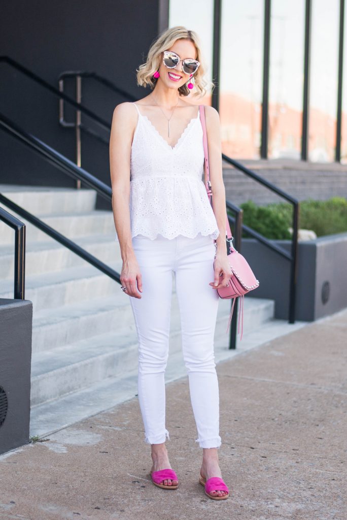 the cutest cami for summer makes a fresh all white outfit