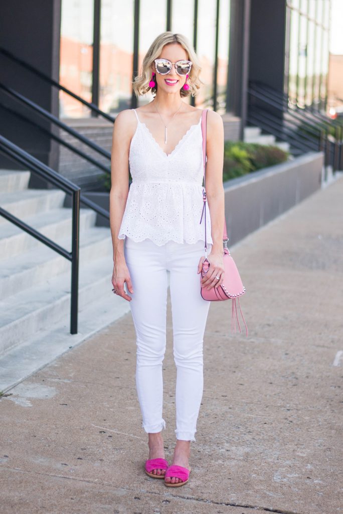monochrome all white outfit for summer