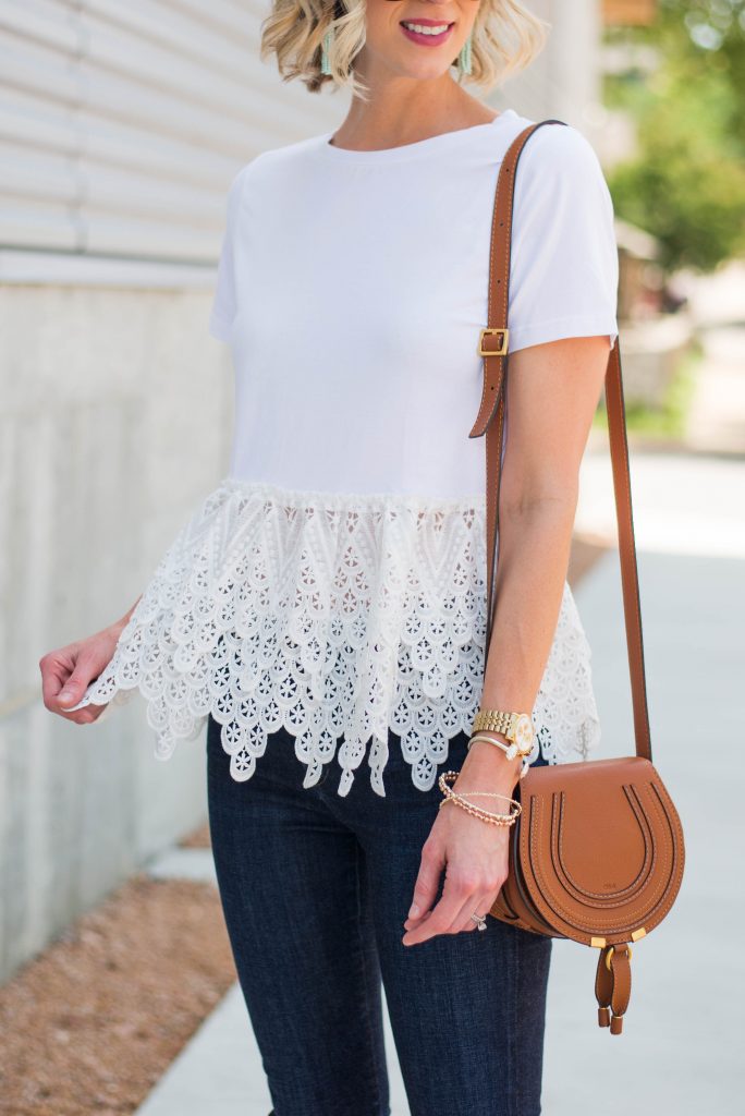 beautiful lace/crochet peplum top