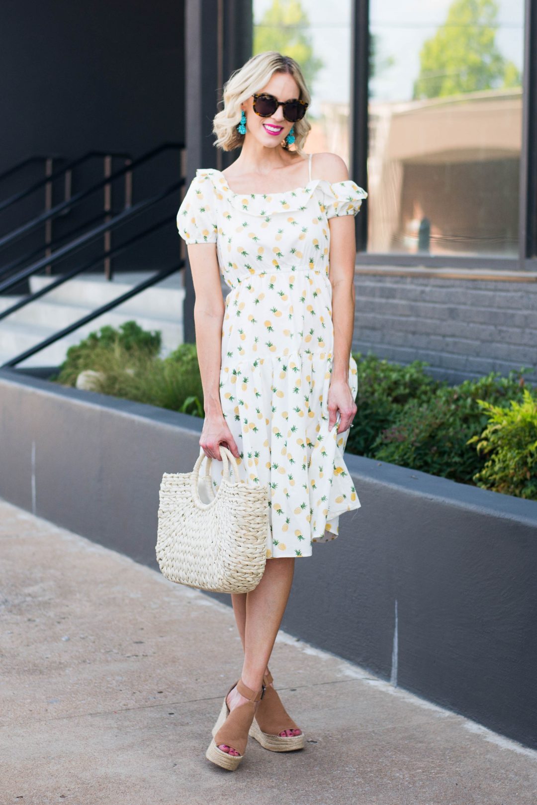 Pink Pineapple Print Dress