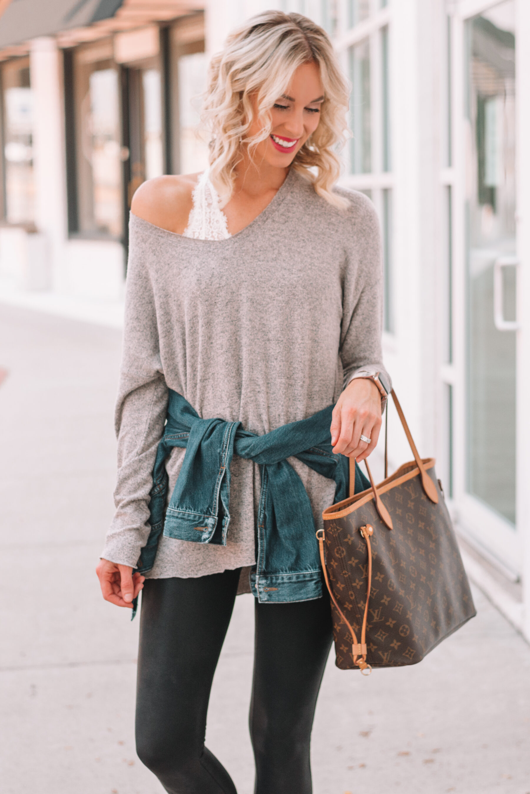 bralette with off the shoulder shirt