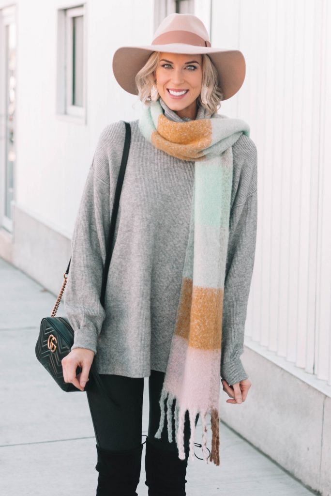 the best tunic sweaters, tunic sweater with leggings, scarf, and hat
