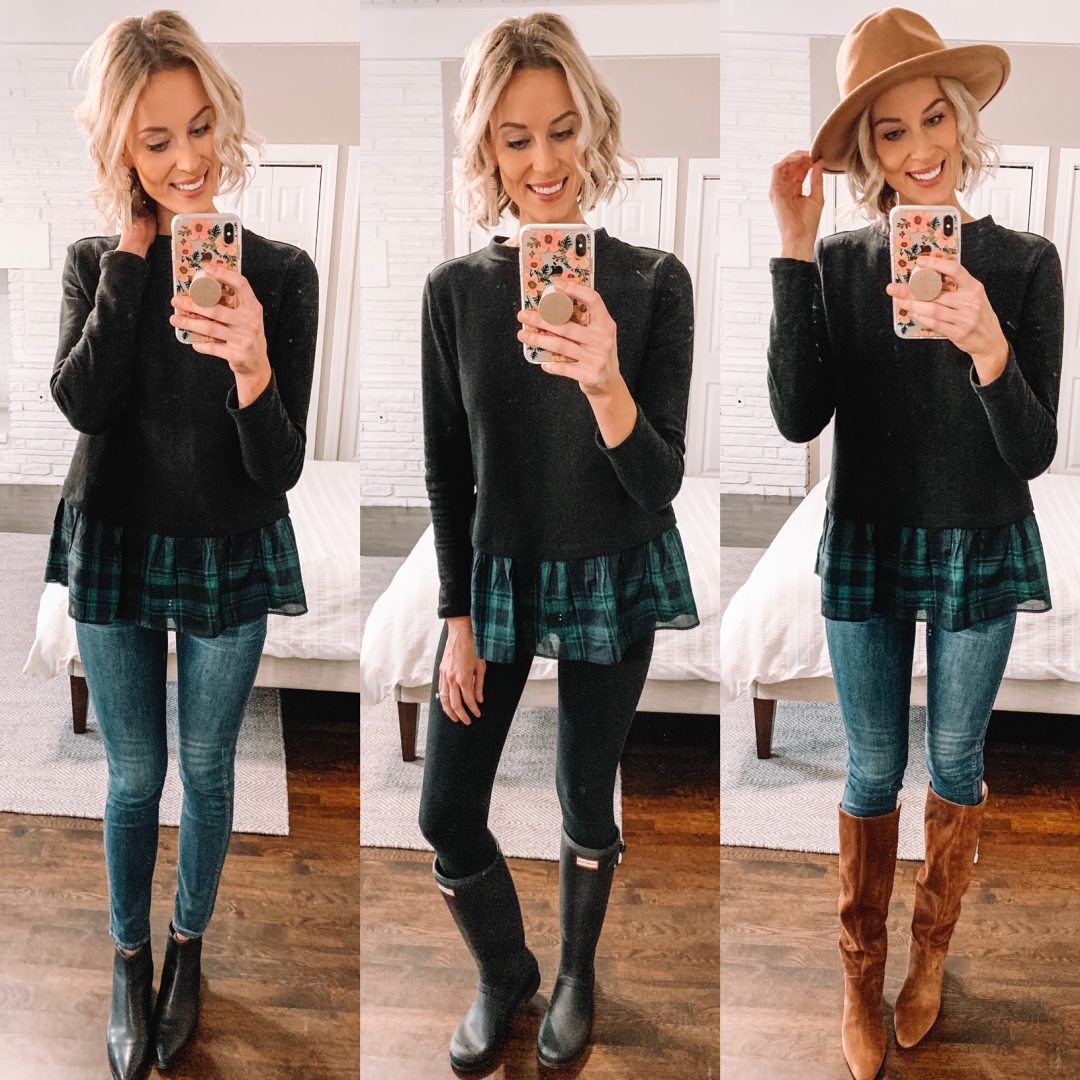 Long Plaid Flounce Hem Top + Gift Guides - Straight A Style