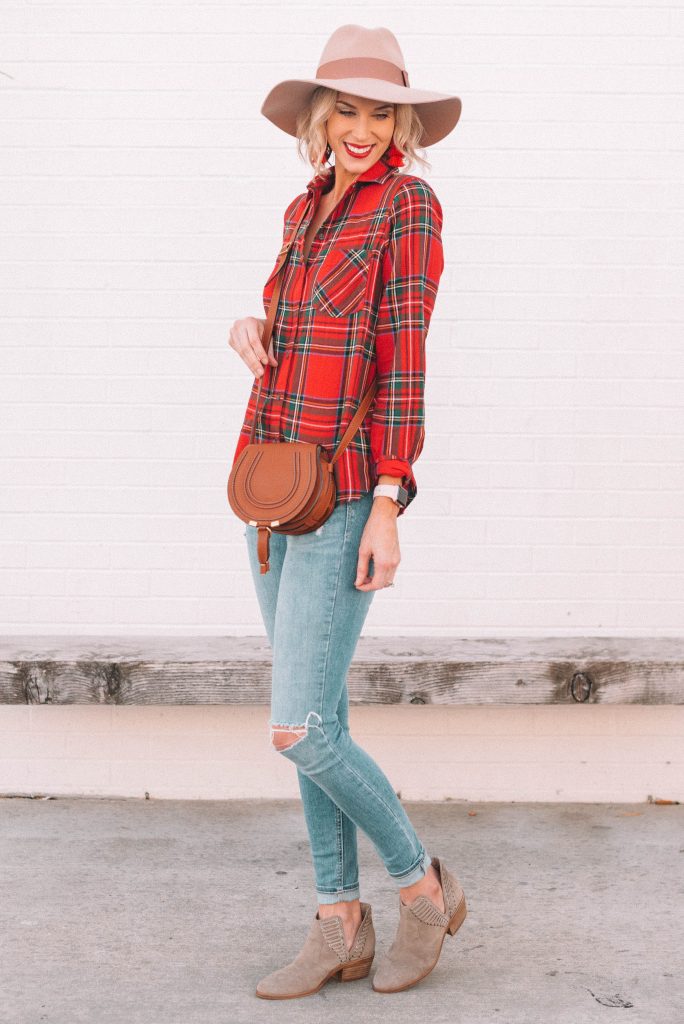 red flannel shirt and accessories