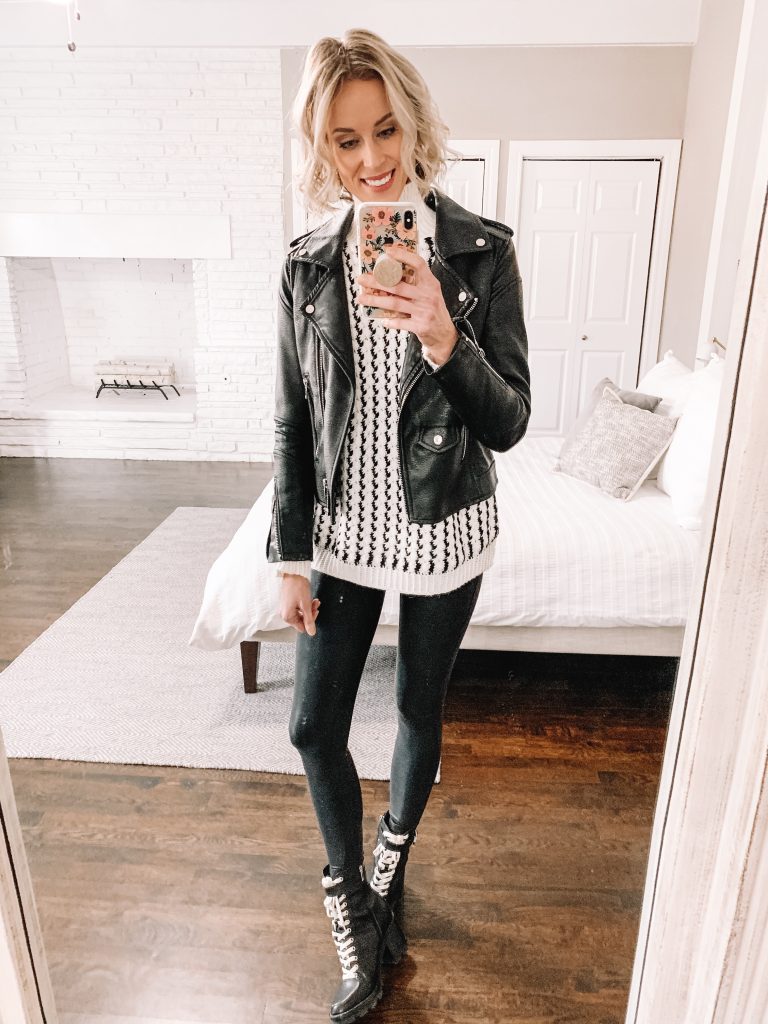 how to style leather leggings with a tunic sweater