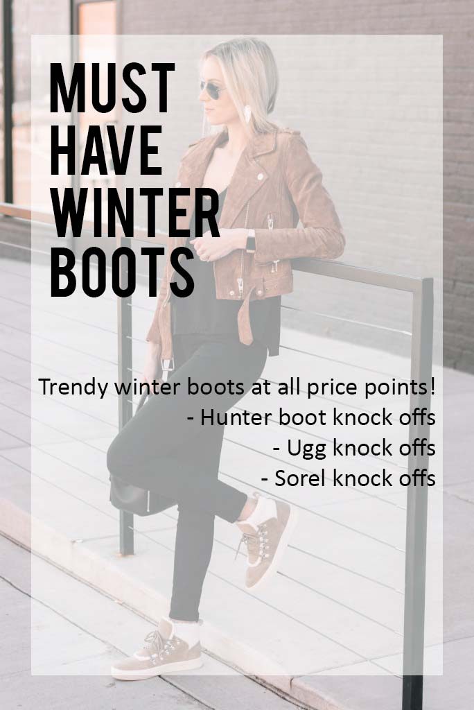 must have winter boots at all price points, affordable winter boots, knock off Uggs, knock off Hunter boots, knock off Sorel boots