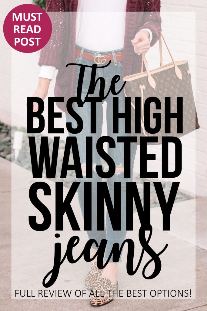 the best high waisted skinny jeans, post reviewing all the best non-designer high rise skinny jeans, details on size, fit, quality, and more with photos of all of them #denim #skinnyjeans #jeans #highrisejeans #highwaistedjeans 