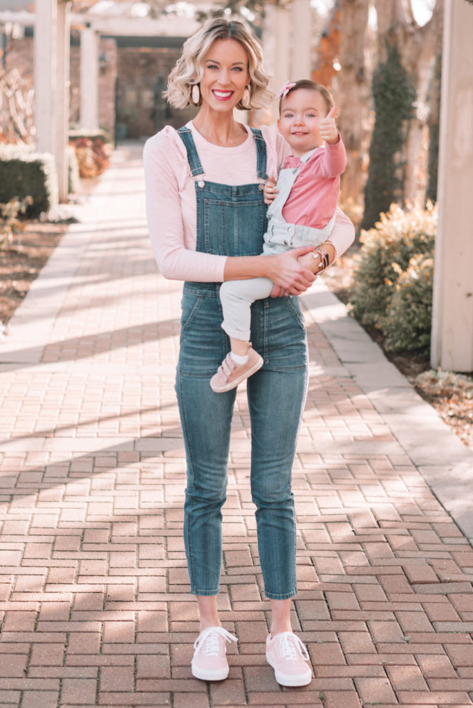 mother daughter matching in overalls
