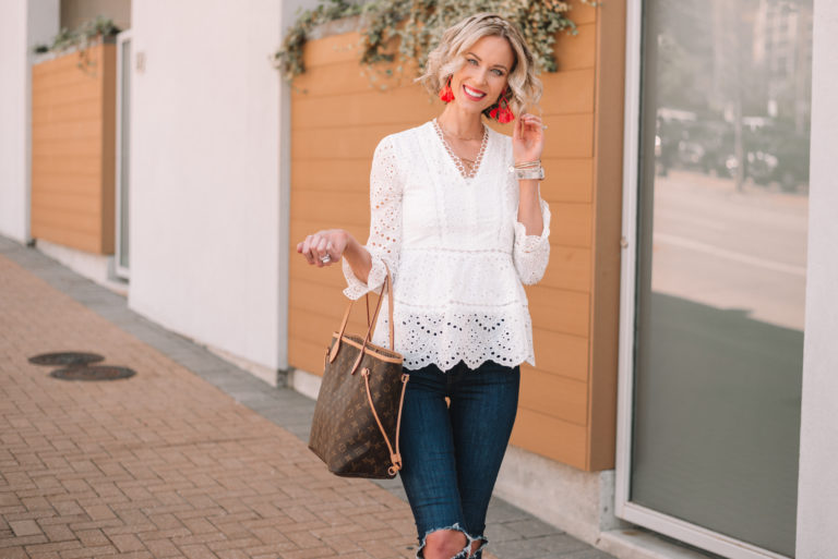 White Ruffled Eyelet Top