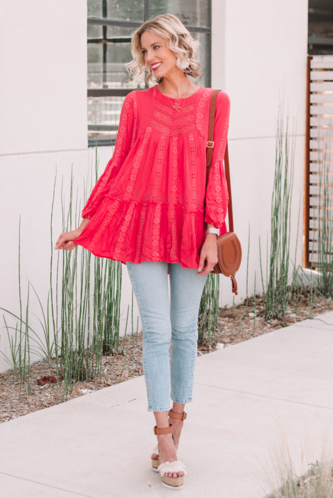 cropped jeans and long tunic top