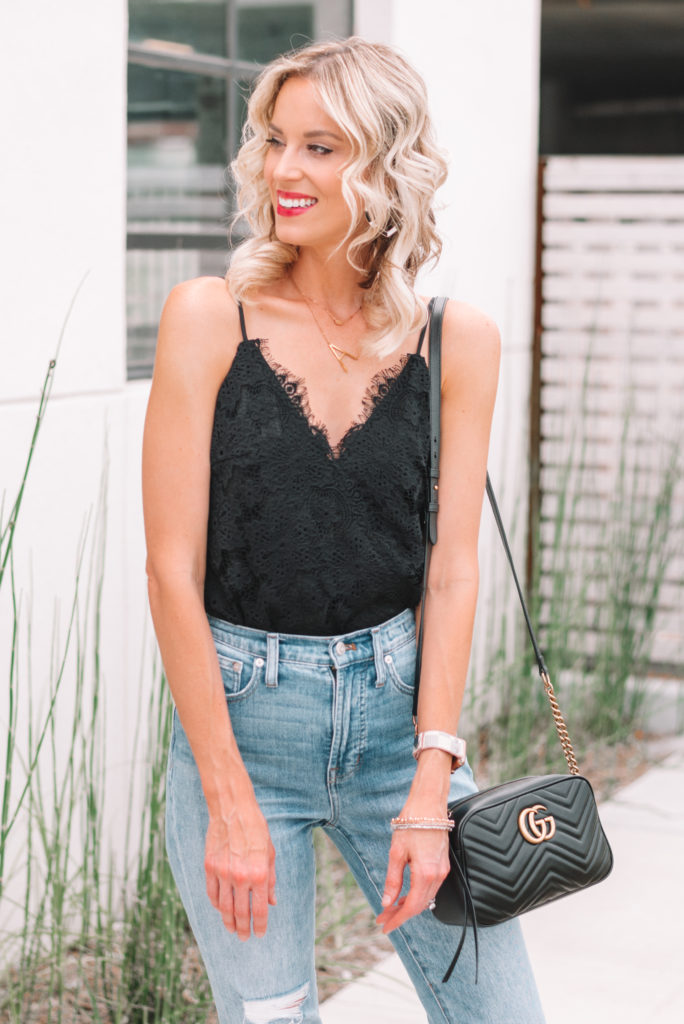 lace bodysuit with jeans