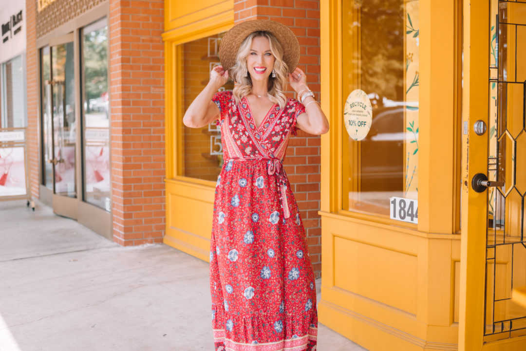 Red Wrap Maxi Dress - Straight A Style
