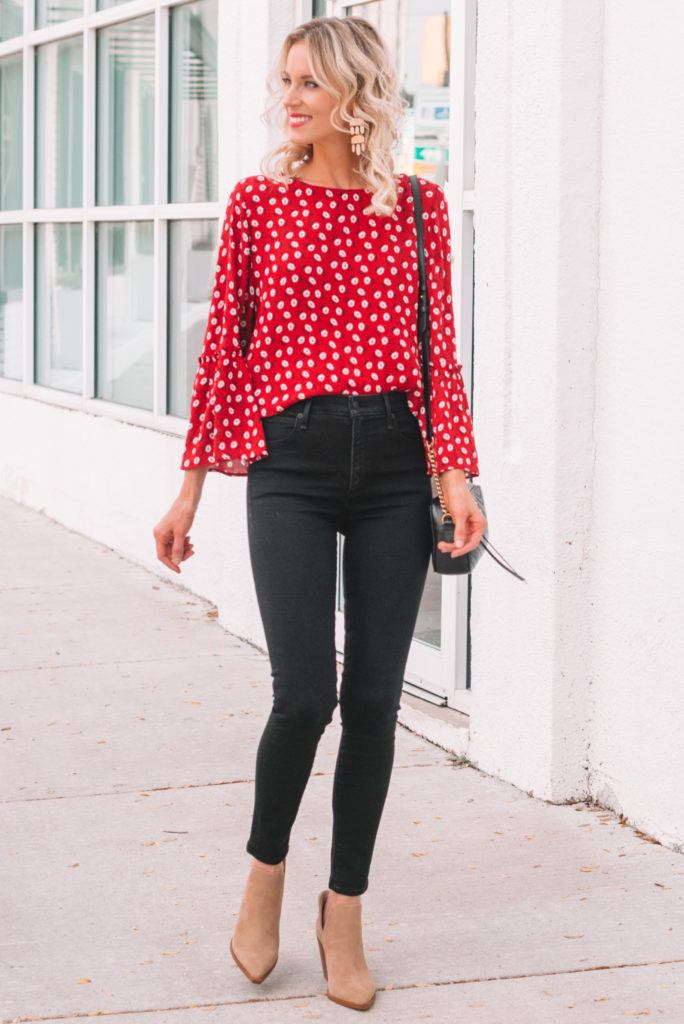pretty red blouse for fall