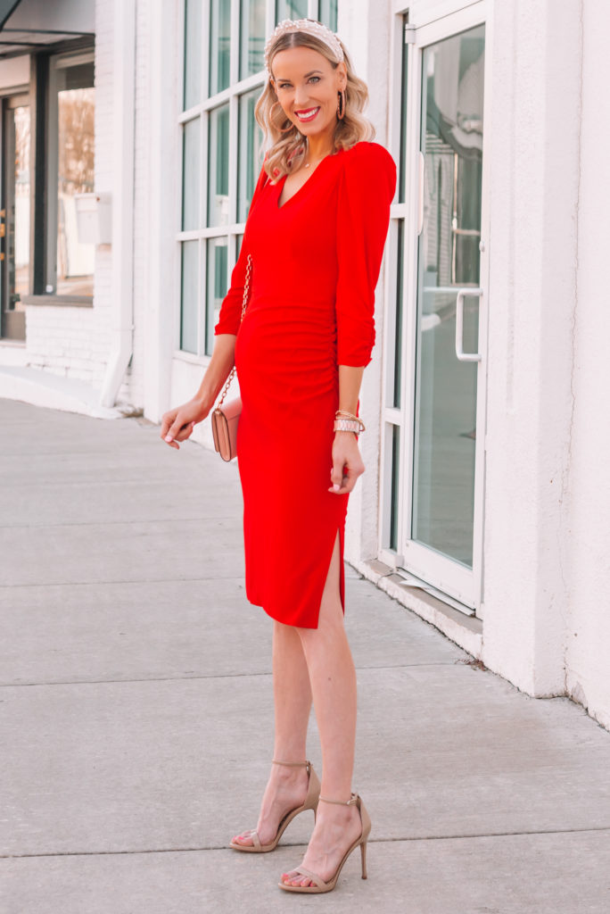 ultra flattering red dress for Valentine's Day