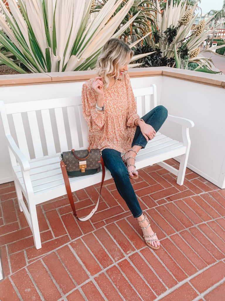 instagram round up from @straightastyle, boho top, flowy top, studded sandals