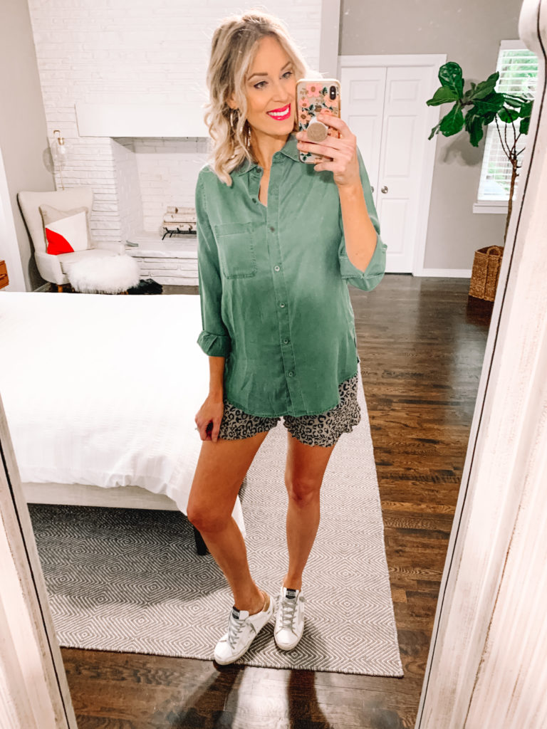 When considering how to style a button up shirt, I love the options of shorts or skirts in the spring and summer! Whether you style it open or buttoned up, each look is equally as awesome. 