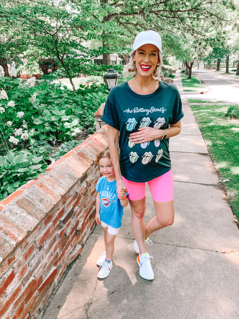 Bike shorts are the perfect summer mom uniform with a graphic tee! 