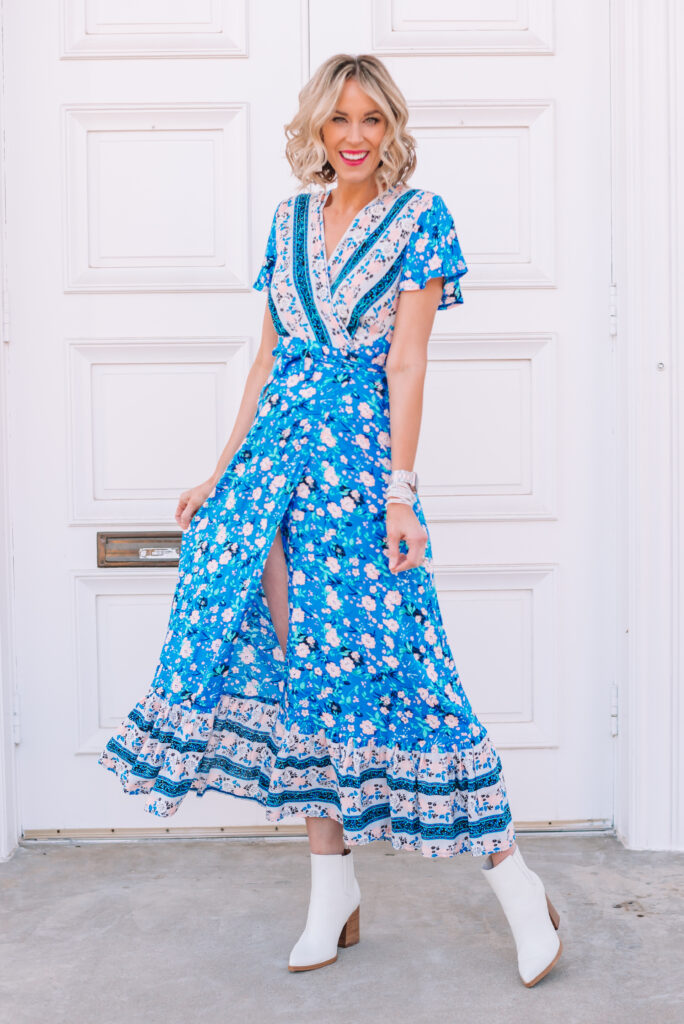I've had this long blue maxi wrap dress for years now, and it remains a favorite of mine!