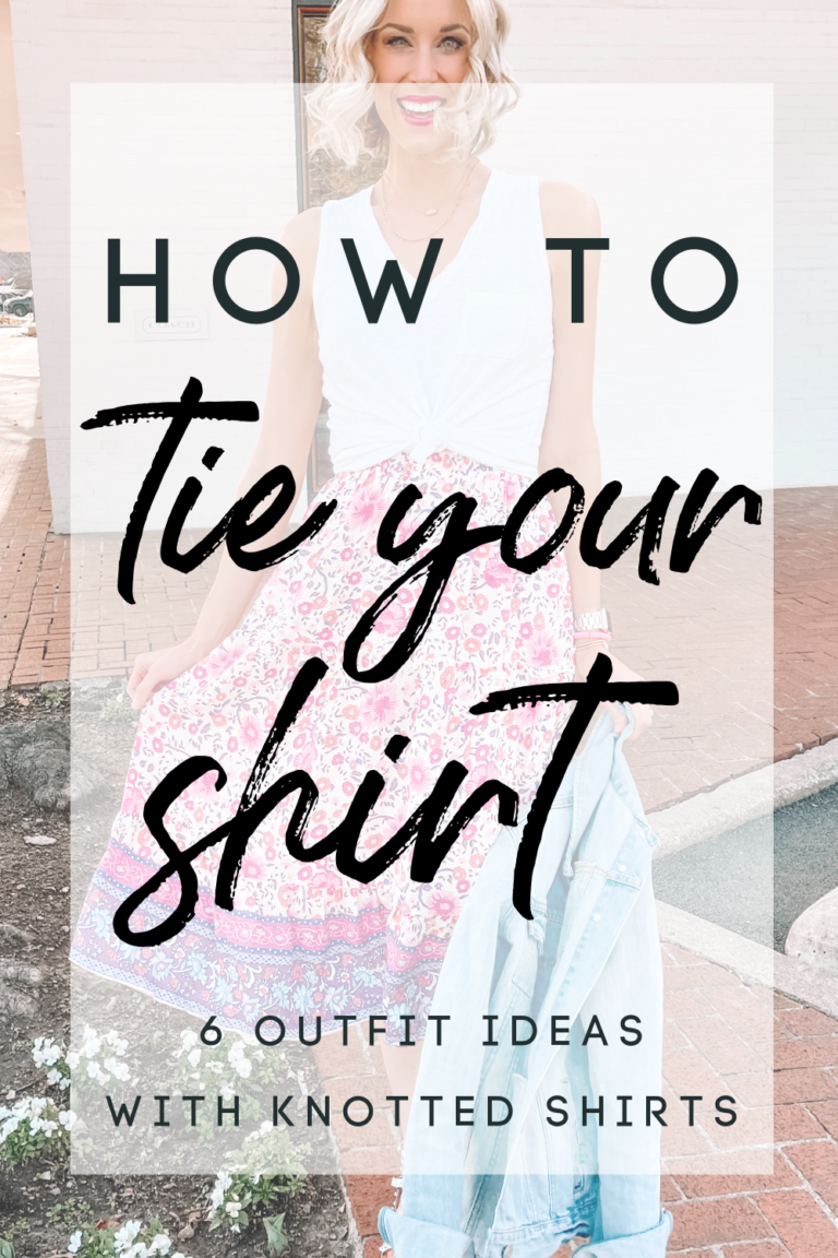 How to Tie Your Shirt + 6 Outfit Ideas with a Knotted Shirt - Straight ...