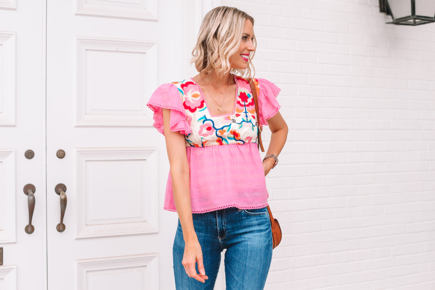 Pink Embellished Woolen Regular Top main image 0