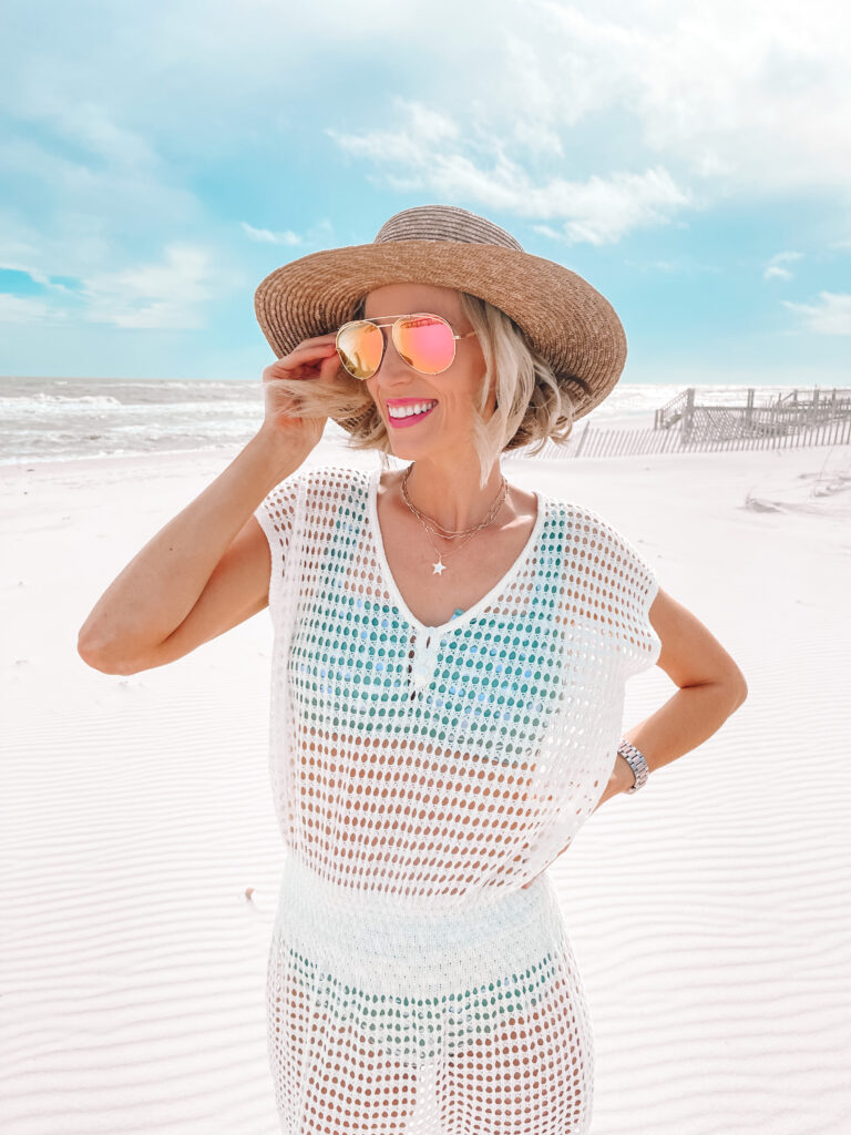 I am loving this $20 Amazon swimsuit coverup! It's a chic and easy way to up your beach style. Just add a cute hat!